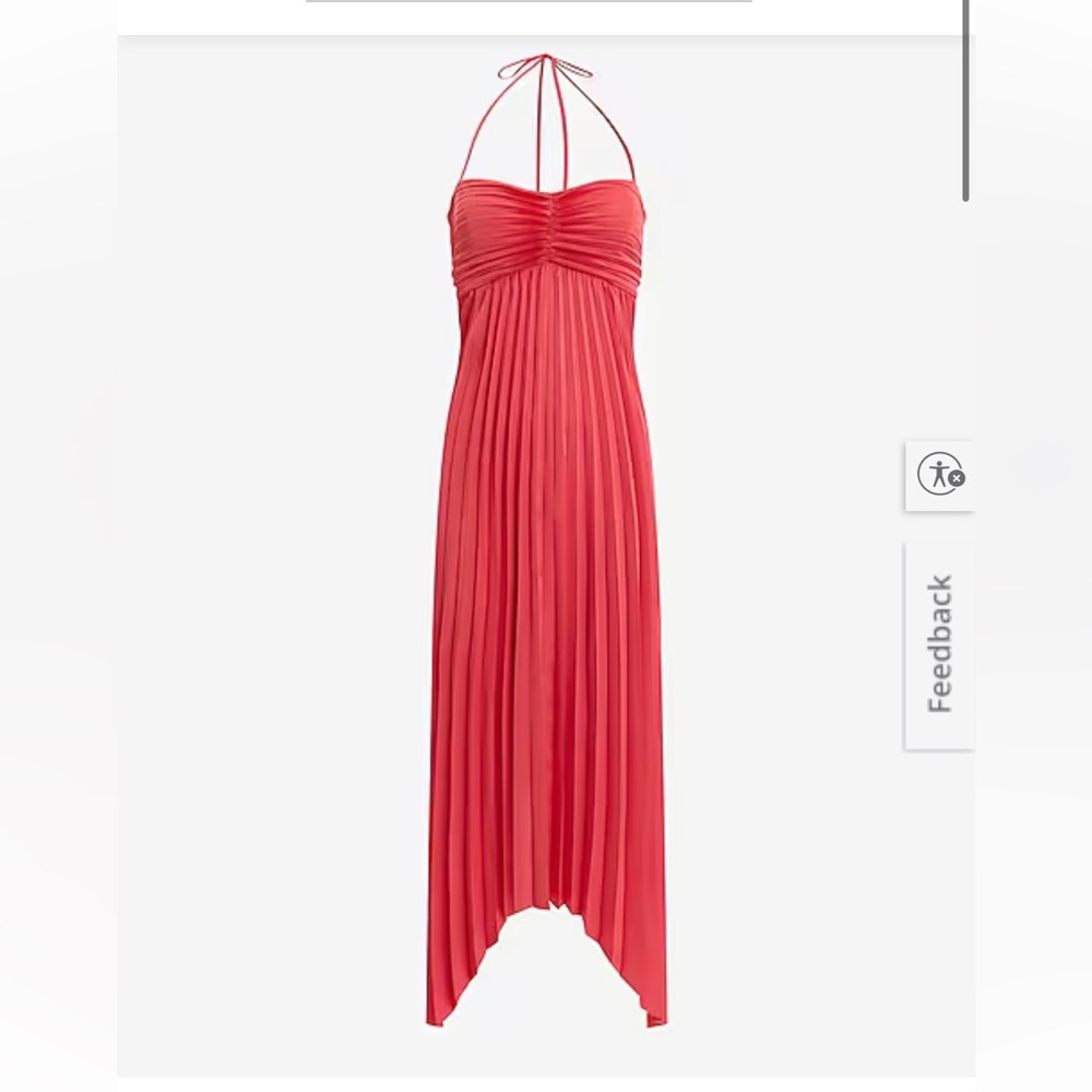 Strapless Pleated Coral Maxi Dress